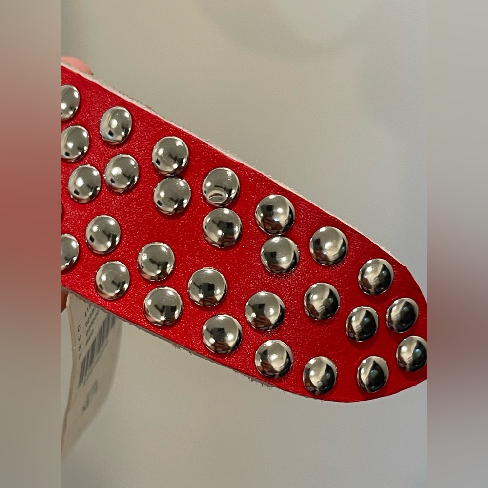 Z & L Ibiza Studded Leather Belt in Red w/ silver. Anthropologie & Free People - Picture 4 of 6